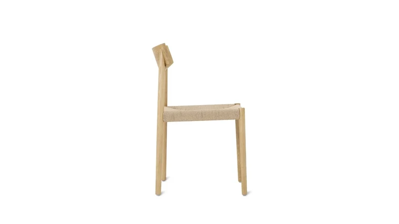 Dinner Guest Armless Dining Chair (Set of Two), White Oak/ Natural Papercord Seat