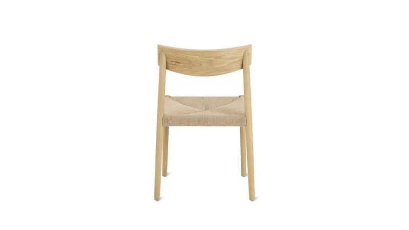 Dinner Guest Armless Dining Chair (Set of Two), White Oak/ Natural Papercord Seat