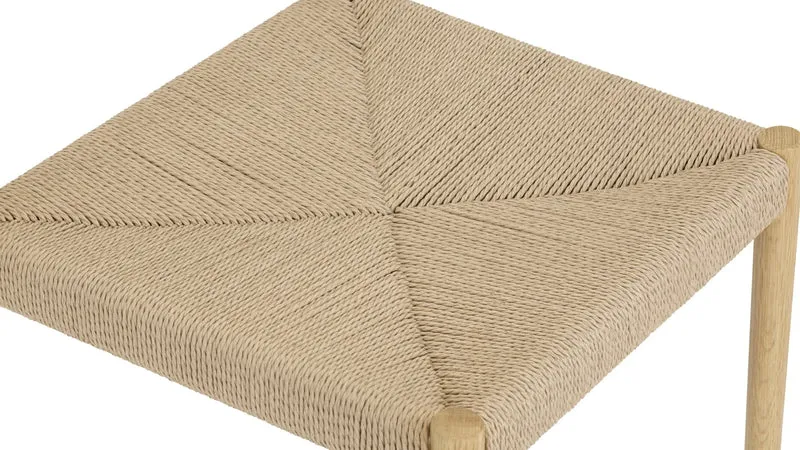 Dinner Guest Armless Dining Chair (Set of Two), White Oak/ Natural Papercord Seat
