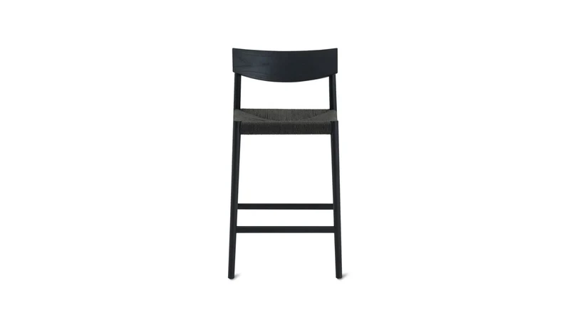 Dinner Guest Counter Stool, Black Oak/ Black Papercord Seat
