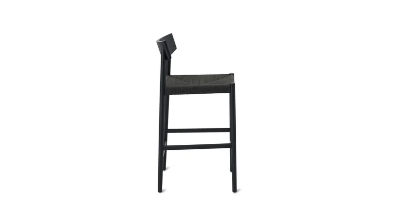 Dinner Guest Counter Stool, Black Oak/ Black Papercord Seat