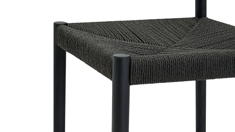 Dinner Guest Counter Stool, Black Oak/ Black Papercord Seat