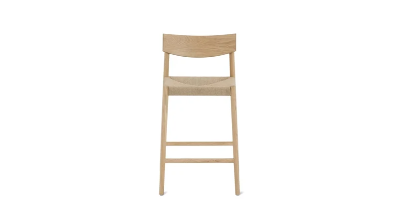Dinner Guest Counter Stool, White Oak/ Natural Papercord Seat