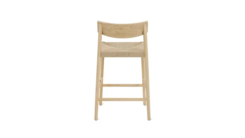 Dinner Guest Counter Stool, White Oak/ Natural Papercord Seat