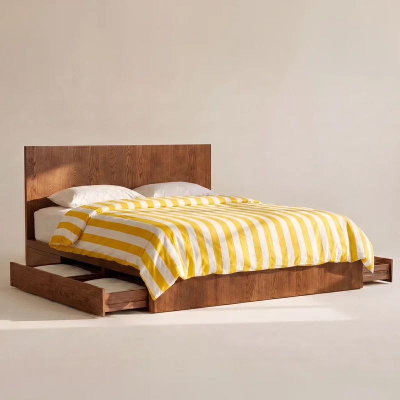 Form Storage Bed, King, Stained Walnut