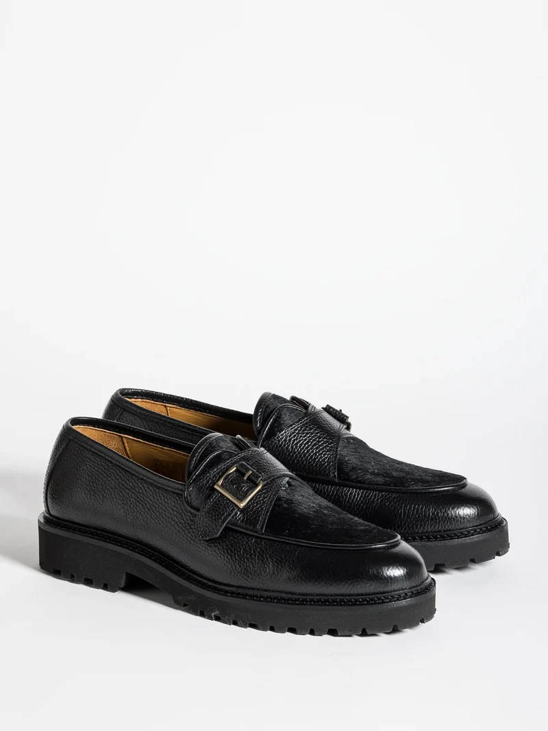 TOMMY LUG HAIRY CALF BLACK