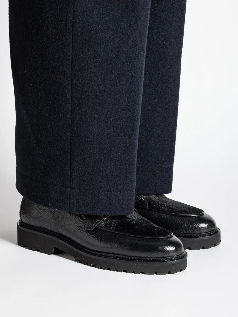 TOMMY LUG HAIRY CALF BLACK
