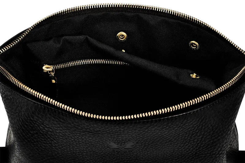 Leather Wash Bag / Dopp Kit - Black