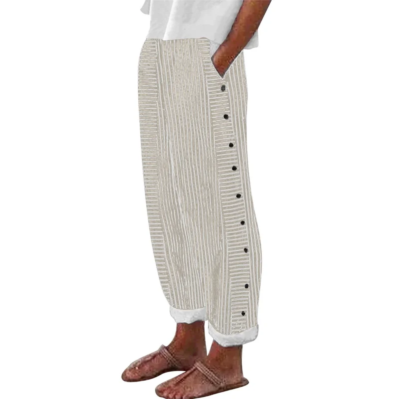 Pantalon Large à Rayures "Horizon" – Élégance Décontractée par Secret Éclat
