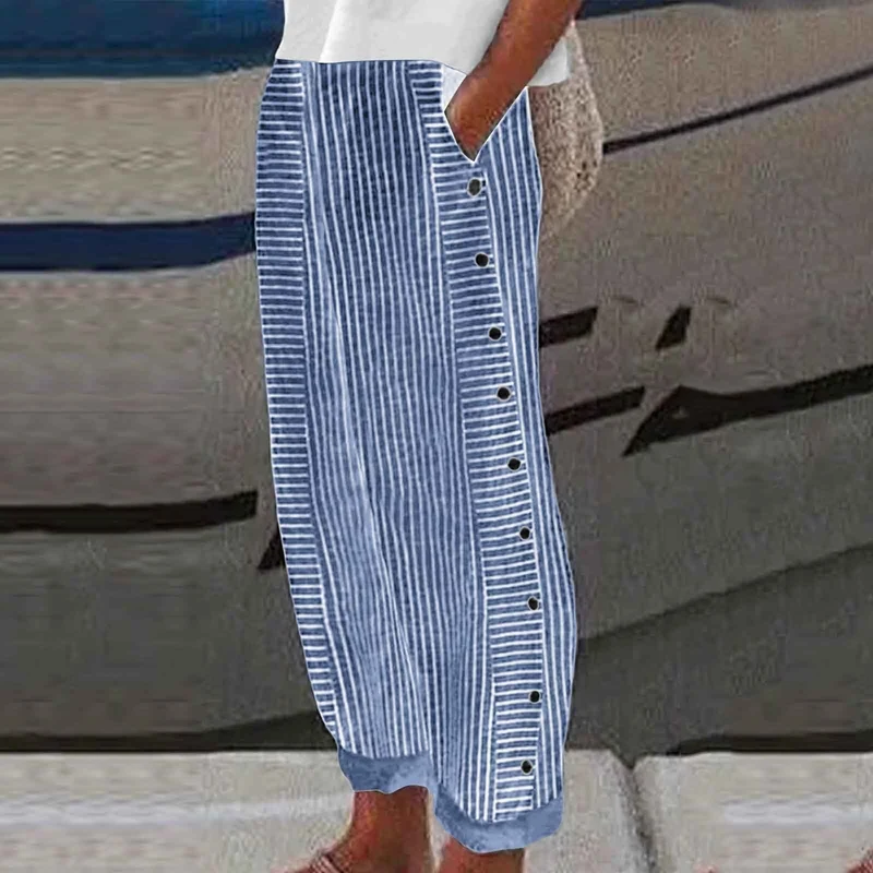 Pantalon Large à Rayures "Horizon" – Élégance Décontractée par Secret Éclat