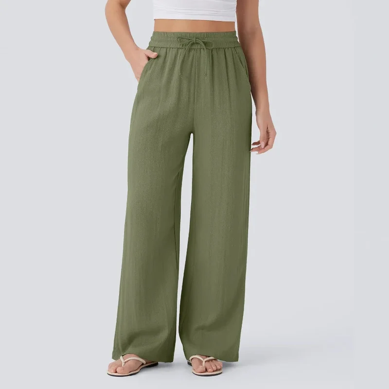 Pantalon Large Fluide à Cordon