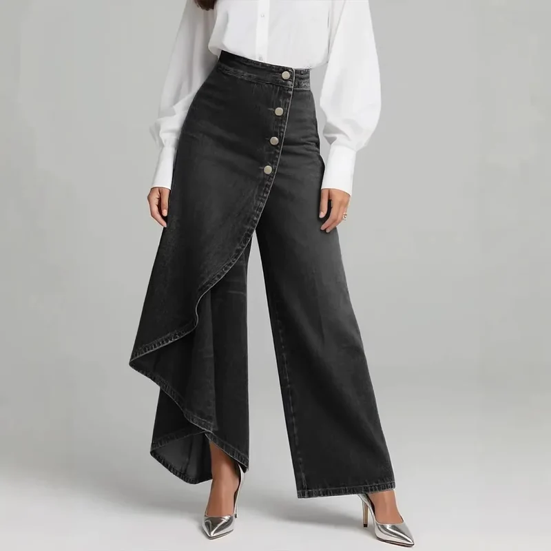 Pantalon Large Style Denim "Allure" – Élégance Décontractée