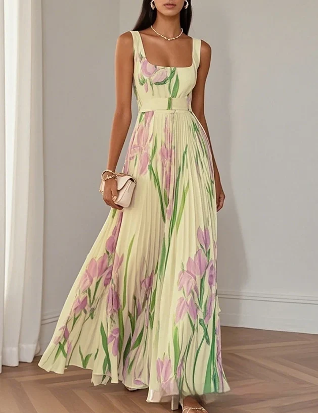 Robe Fleurie Vintage à Volants – Élégance Estivale par Secret Éclat
