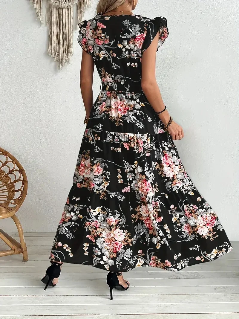 Robe Florale Noire "Jardin Nocturne"