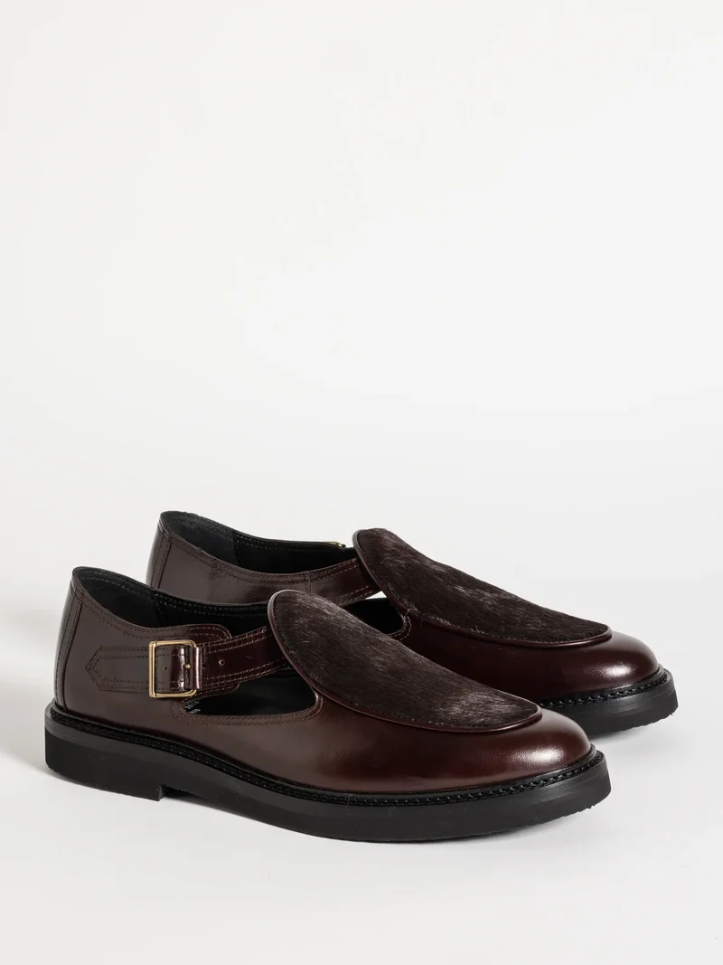 JO HAIRY CALF DARK BROWN