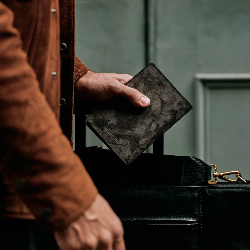Suede Passport Wallet - Storm Grey