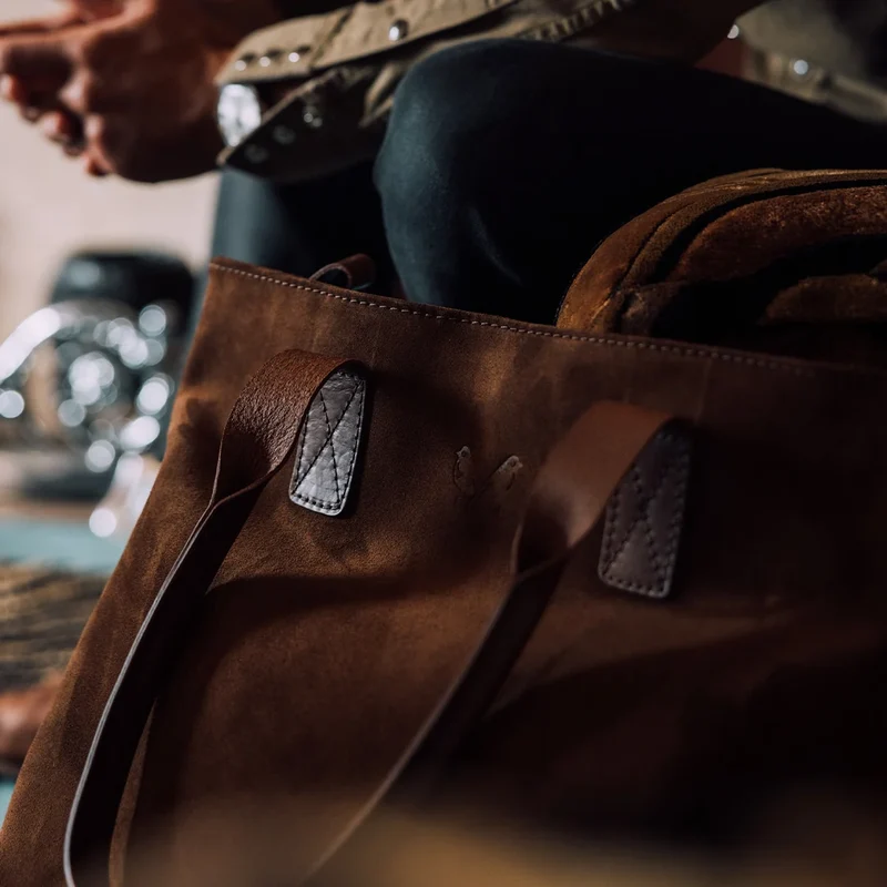 Suede Tote - Tobacco Brown