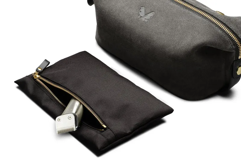 Suede Wash Bag / Dopp Kit - Storm Grey