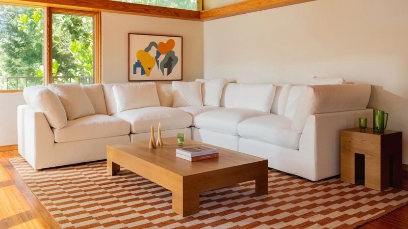 Get Together™ 5-Piece Modular Sectional Closed, Large, Cream Linen