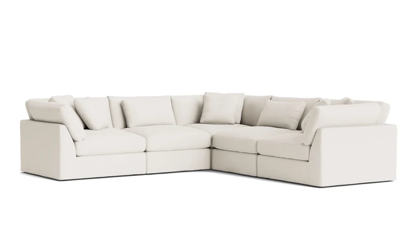 Get Together™ 5-Piece Modular Sectional Closed, Large, Cream Linen