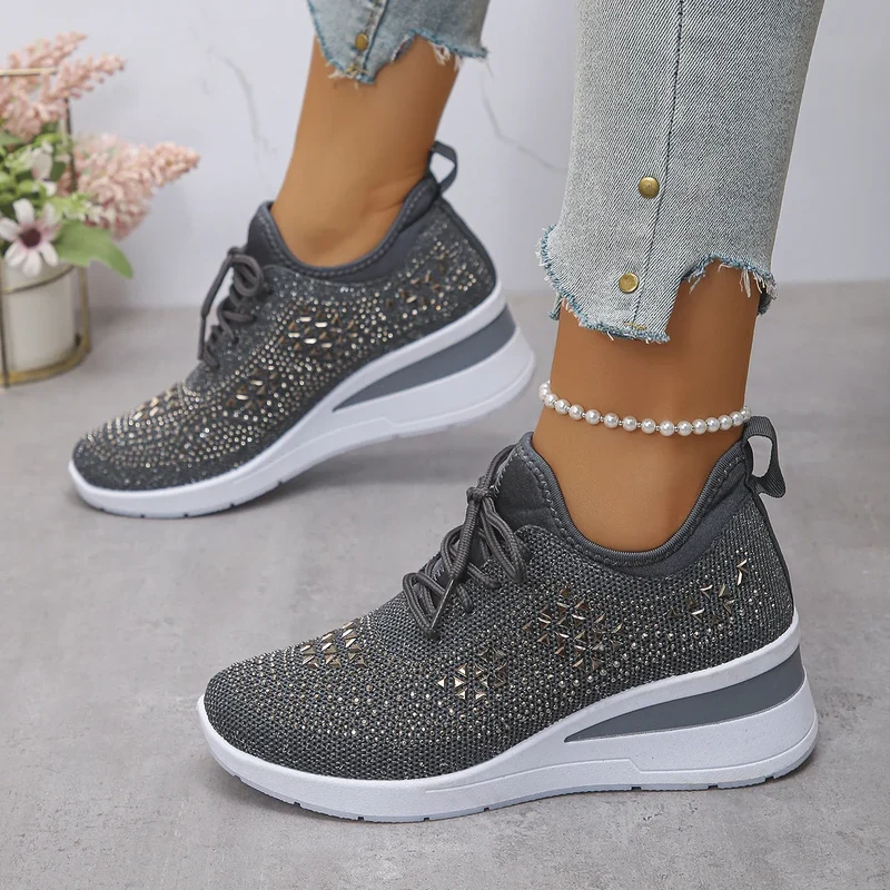 Baskets "Éclat" Ornées de Strass – Sneakers Élégantes et Confortables