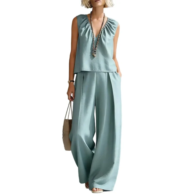Ensemble Chic "Sérénité" – Haut Épaules Dénudées et Pantalon Large