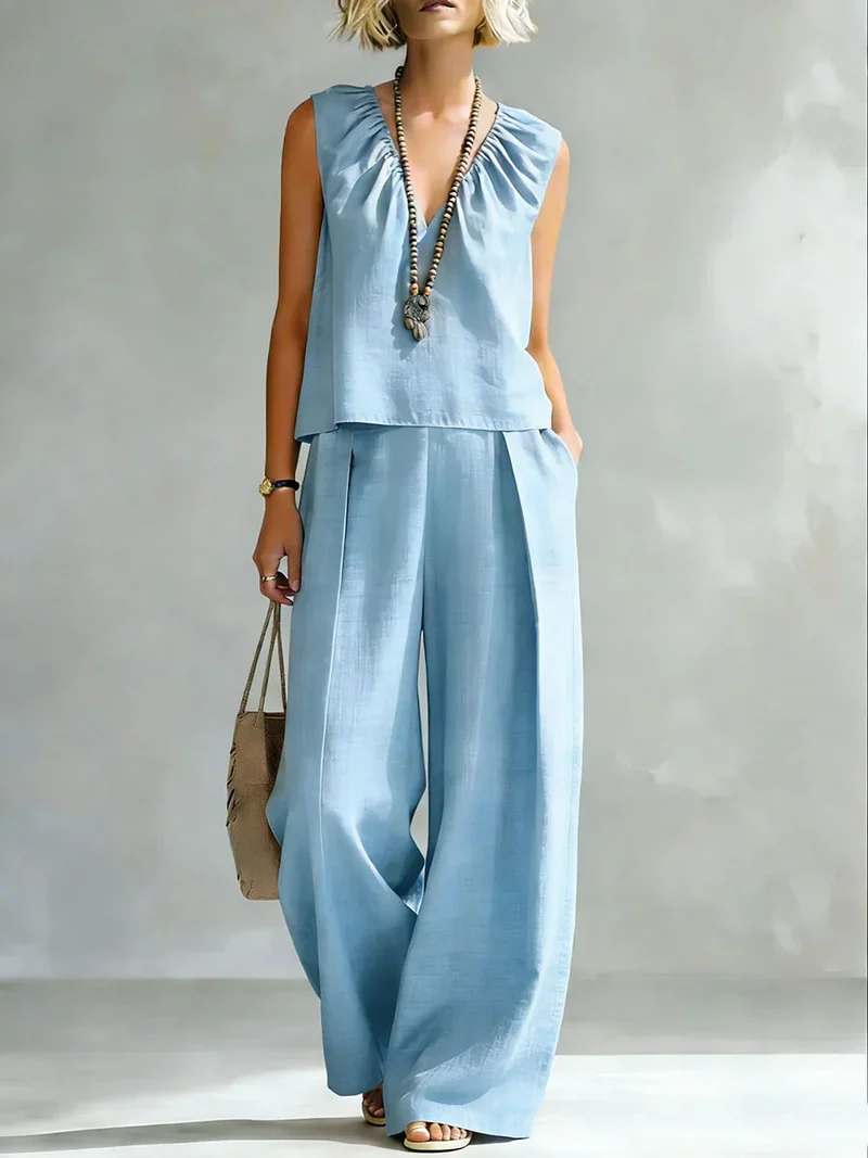 Ensemble Chic "Sérénité" – Haut Épaules Dénudées et Pantalon Large