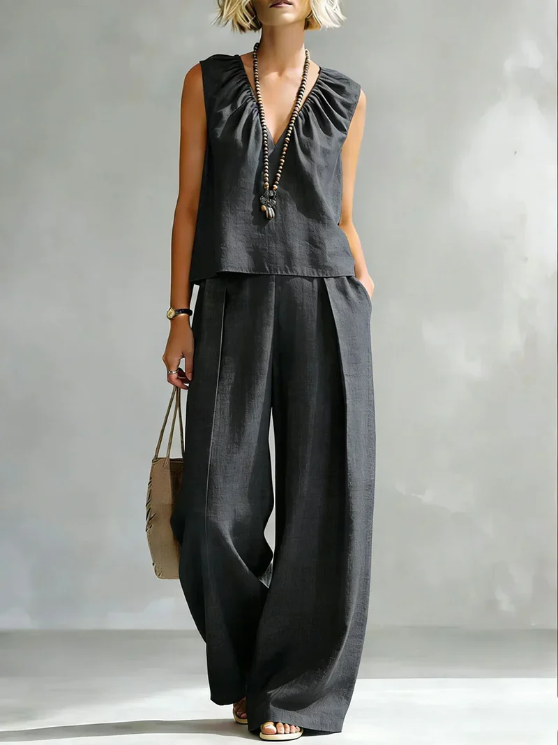 Ensemble Chic "Sérénité" – Haut Épaules Dénudées et Pantalon Large