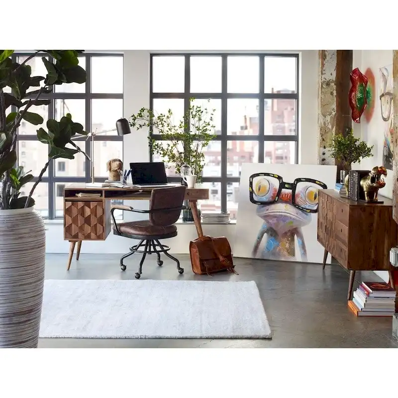 Swivel Office Desk Chair with Upholstered Seat and Rolling Base