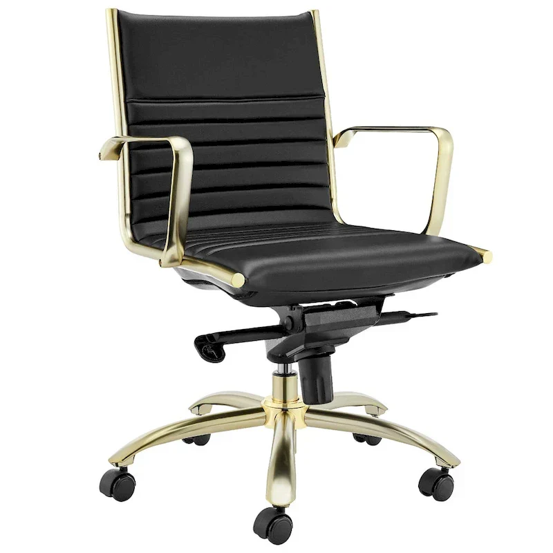 Swivel Office Chair with Upholstered Seat Armrests and Rolling Base