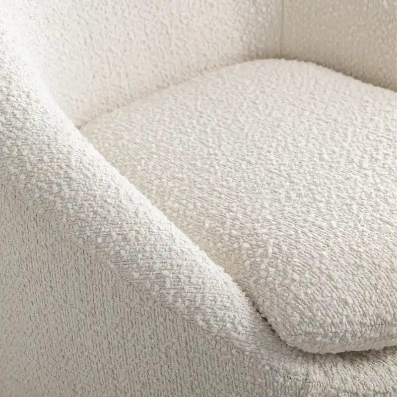 Swivel Base Barrel Chair with Boucle Upholstery - 31-Inch