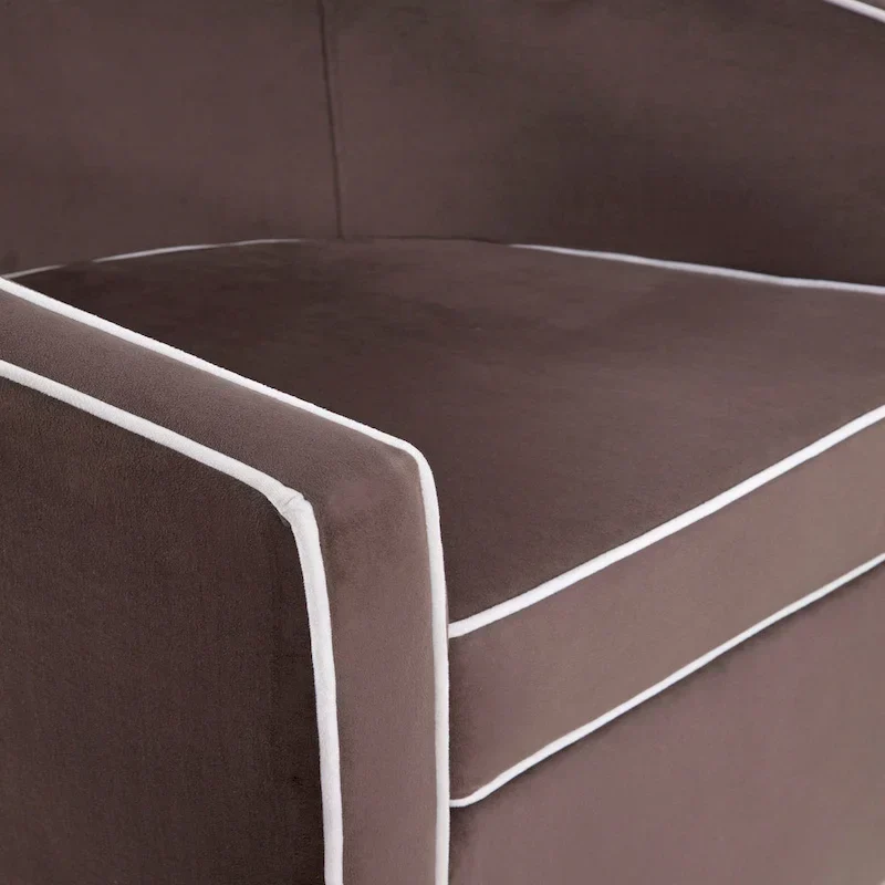 Swivel Barrel Accent Chair with Velvet Upholstery and Removable Cushion