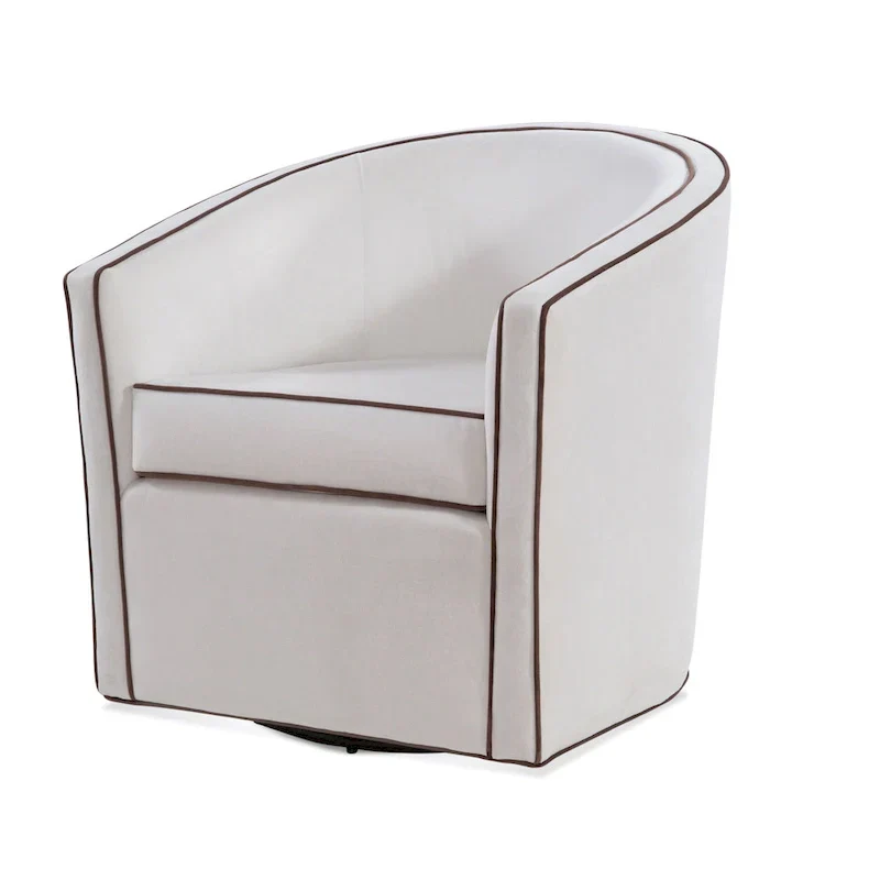 Swivel Barrel Accent Chair with Velvet Upholstery and Removable Cushion