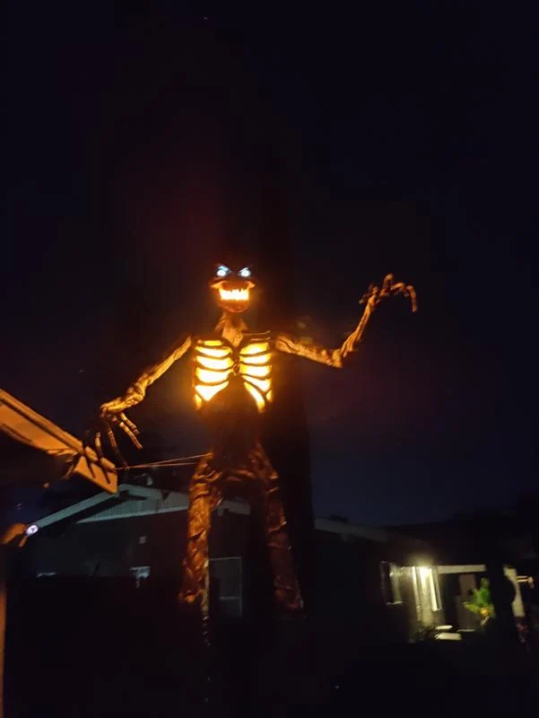Giant-Sized Inferno Pumpkin Skeleton with LCD Eyes