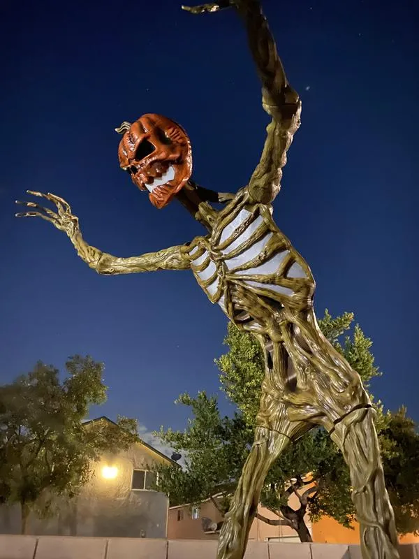 Giant-Sized Inferno Pumpkin Skeleton with LCD Eyes