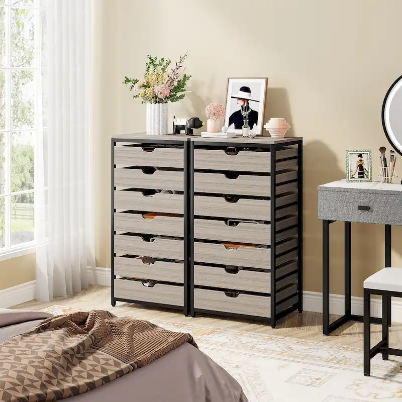 Wooden Storage Cabinet Organizer with 5 and 7 Drawer Options