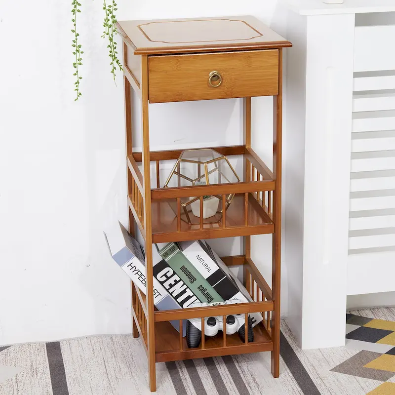 Wooden End Table with Storage Compartment