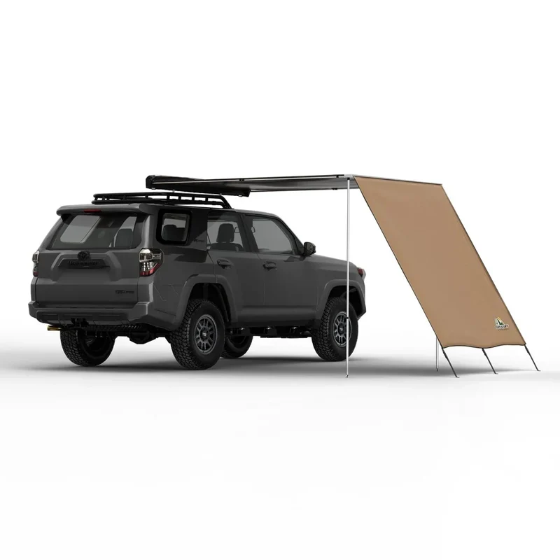 Truck or Car Awning Shade Wall, 6.5x8 Feet, Poly-Cotton Ripstop Fabric, Tan