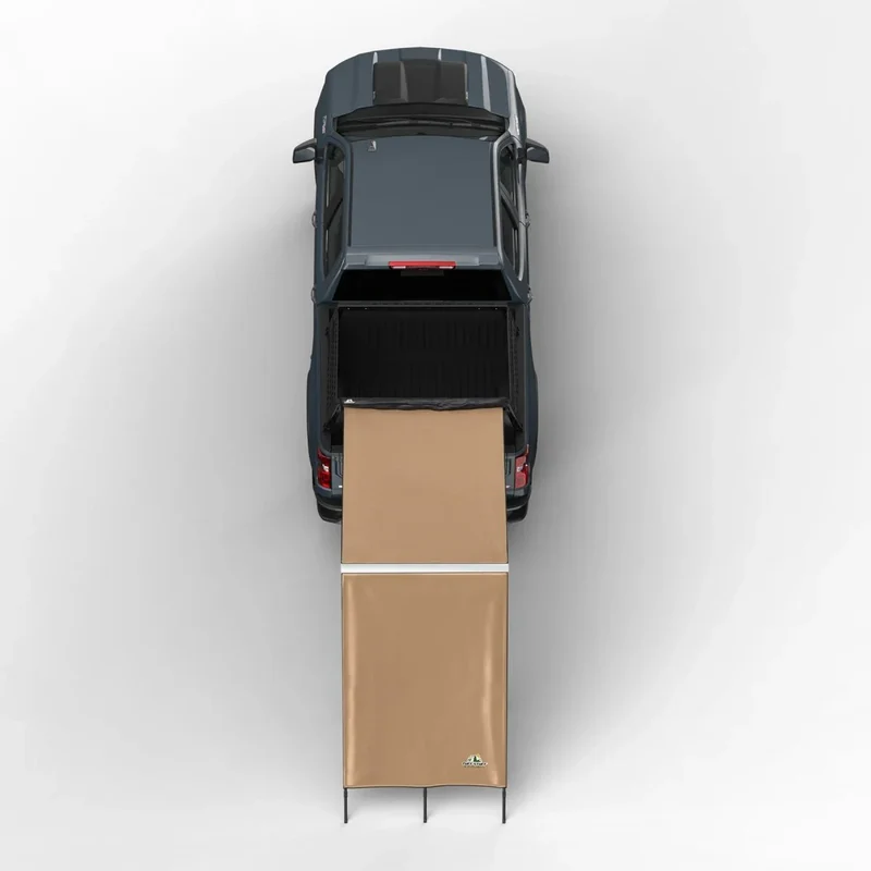 Truck or Car Awning Shade Wall, 4.5x6 Feet, Poly-Cotton Ripstop Fabric, Tan